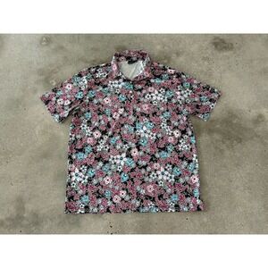 Sunday Swagger Polo Shirt Mens XXL‎ Black Floral Golf Stretch